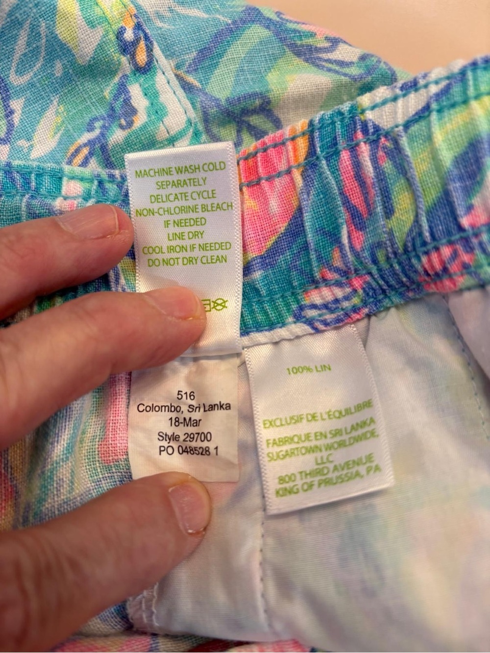 Lilly Pulitzer Linen Drawstring Beach Pants XL Tropical Floral Resort Pull-on - Picture 9 of 9